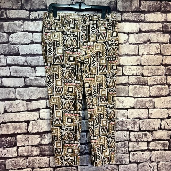 Chico's Brown & Beige Ankle Pants Size M/8 - Picture 1 of 9